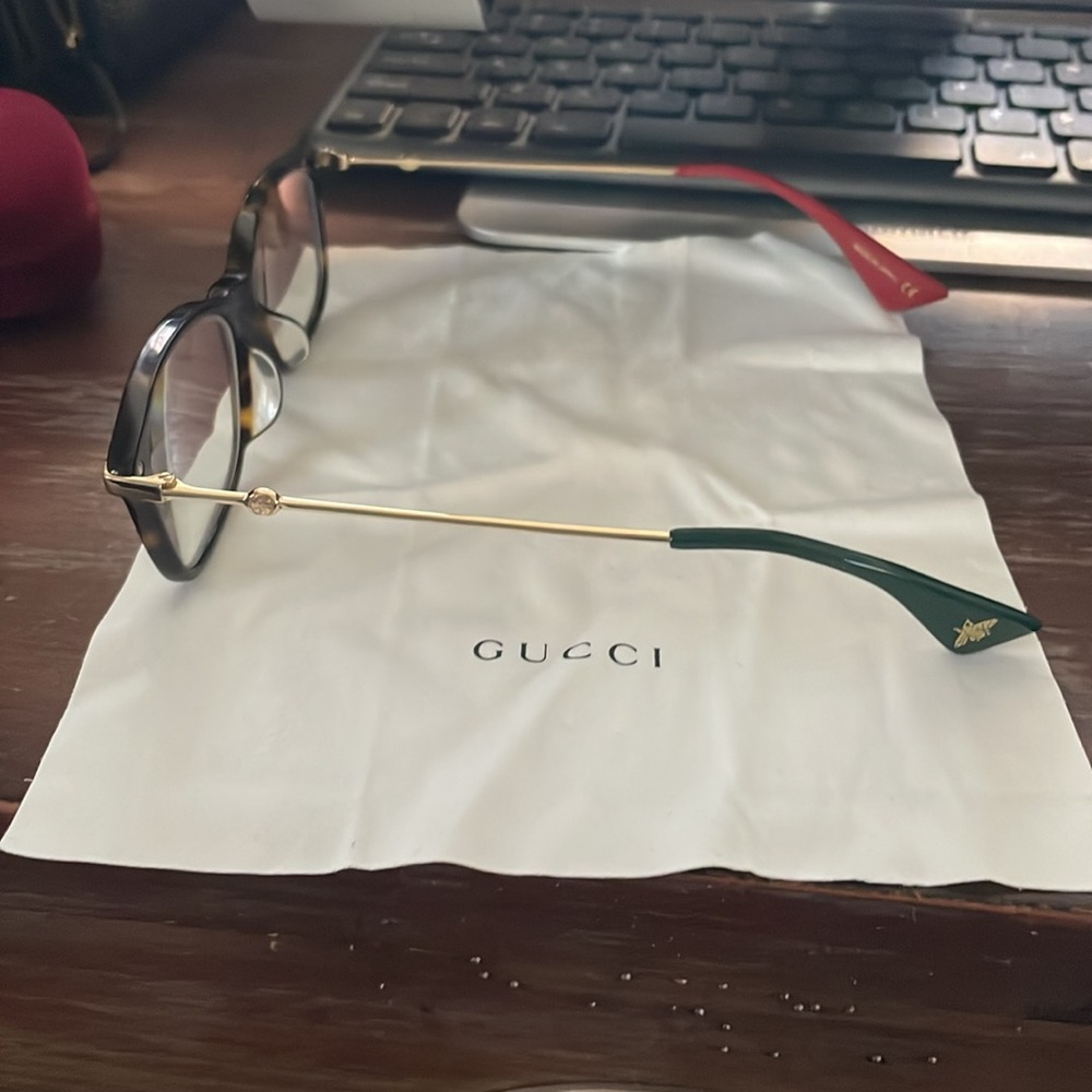 Gucci GG01120A 002 Havana/gold unisex rectangular eyeglasses w/ case & cloth - Picture 16 of 16